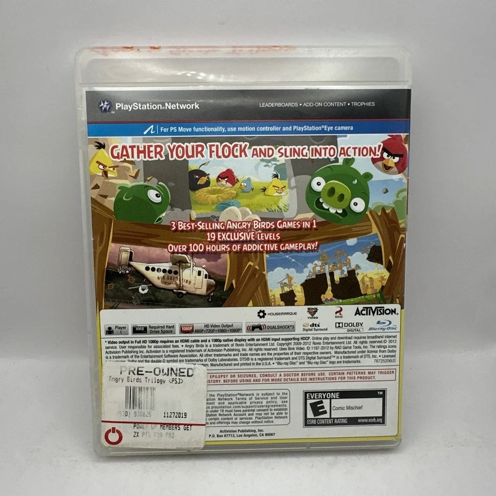Angry Birds Trilogy PlayStation 3 2012 Game & Case Activision Excellent Disc